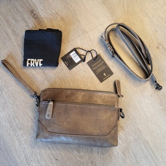 Frye Melissa Convertible Crossbody Wristlet Khaki - Picture 1 of 16
